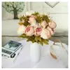 Peonía de 13 Cabezas Flor de Simulación Envuelta en Núcleo Europeo Flor de Peonía Hogar Boda Versión Mejorada Transfronteriza Rosa Occidental Flor Artificial