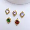 Cobre Chapado en Oro Zirconia de Alta Retención de Color Colgante Doble Hexagonal Materiales para Pulsera de Cuentas Hecha a Mano DIY Collar