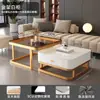 Mesa de Centro Cuadrada Sala de Estar Hogar Apartamento Pequeño Mesa Simple Moderna Piedra Sinterizada Lujo Ligero Influencer Vidrio Templado Mesa de Centro Pequeña