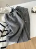 ¡Altamente Recomendado! Pantalones de Lana Mochi de Terciopelo Grises Estilo Coreano para Mujer, Pantalones Jogger Cálidos Forrados de Felpa para Invierno, Pantalones Casuales de Dos Formas de Usar
