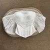 Top Tubo Blanco Resistente con Perlas para Mujer, Corsé de Corte Delgado de Alta Gama