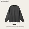 Camiseta Casual Masculina Manga Longa Cor Sólida Algodão Puro Estilo Americano Tendência Marca 2025 Verão Gola Careca Solta Adolescente Top para Homem