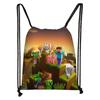 Sacola de Compras Personalizada de Moda Minecraft com Bolso de Cordão Criativo Portátil para Crianças ao Ar Livre Estudante Sacola com Cordão Atacado