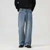Calça Jeans Reta Vintage Estilo Americano para Homens, Calça Larga Dad Tendência Primavera Retro Emagrecimento Solta