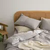 Conjunto de cama de quatro peças de algodão puro de alta qualidade grau A lençol de algodão puro capa de edredom estilo japonês simples cor sólida retrô estilo hotel 4