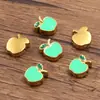 3 Cores 8x10mm Aço Inoxidável Esmalte Dourado Pingente Gotejante Fruta Pingente Maçã Contas Acessórios para Joias DIY