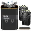 Caja de Almacenamiento de Doble Apertura con Agujeros, Contenedor de Colección de Botellas, Caja de Depósito para Reciclaje de Botellas Vacías, Cesto para Ropa Sucia con Aro de Bambú, Plegable