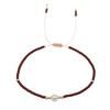 Pulseira simples e moderna de miçangas de arroz, pulseira de amizade tecida à mão, pulseira pequena feminina com miçangas douradas e pedras semipreciosas