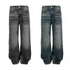 Yidao Vintage 2026 Otoño Nuevo Retro Americano Lavado Desgastado Bigotes de Gato Curvos Holgados Pierna Ancha Pantalones de Mezclilla