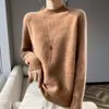 Prenda de punto gruesa de alta densidad transfronteriza, suéter de cuello semi-alto, corte ajustado, tridimensional, suéter de lana de una sola hebra para mujer, 100% cálido