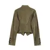 Venta al por mayor transfronteriza 2026 Moda casual europea y americana textura de gamuza hebilla anudada manga larga cuello alto chaqueta para mujer B483140