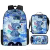 Suministro Directo de Fábrica mochila escolar de tres piezas con diseño de Stitch para estudiantes de primaria y secundaria Bolso de Hombro Estuche