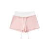2025 Coreano Elástico Ajustado Combinación de Colores Cintura Alta Falso Dos Piezas Shorts Moda para Mujer Comodín Forma A Pierna Ancha Pantalones Cortos Calientes al Por Mayor