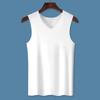 Verano para Hombre V Hombro Ancho Hilo de Algodón Sin Costuras Chaleco Deportivo Transpirable Camiseta Base Sin Mangas Algodón Fitness