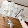 Meias femininas empilhadas primavera e verão, meias finas creme japonesas com laço fofo, bolinhas, renda, cano médio