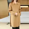 Abrigo de Cachemir Doble Cara para Mujer Abrigo Largo de Lana hasta la Rodilla Lana Doble Cara Nimi Abrigo Cálido Elegante Abrigo de Lana