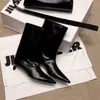 Botas de Pantalón de Charol, Botas de Tacón Alto con Punta Fina, Botas de Talla Grande, Botas Hasta la Rodilla, Botas de Caballero Sexy de Otoño e Invierno para Mujer