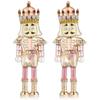 Pendientes navideños de Año Nuevo transfronterizos, de moda, sencillos, color rosa, con diseño de cascanueces y diamantes de imitación.