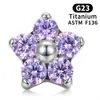 Pendientes de Titanio Puro F136 con Circonita Labret Multiusos Tornillos para Hélice Auricular Flor Cabeza de Repuesto con Rosca Externa Joyería de Piercing de Moda