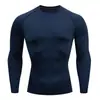 Camiseta Térmica Ajustada de Manga Larga para Hombre, Ropa Deportiva de Running, Atletismo, Entrenamiento Deportivo, Baloncesto, Base, Alta Elasticidad, Secado Rápido, Transpirable, Ropa de Fitness
