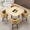 Mesa de Recepção Simples e Combinação de Cadeiras Mesa de Negociação Recepção de Loja Comercial Mesa e Cadeira Mesa Redonda Pequena para Lazer de Escritório