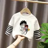 Ropa infantil, camiseta de manga larga para niños, algodón puro, nuevo estilo de otoño 2026, conjunto falso de dos piezas, top para niños, camiseta básica para niños