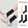 Calcetines Renacentistas para Mujer Color Sólido Boca de Burbuja Primavera y Otoño Versátiles Sin Costuras Apilados Calcetines Delgados Medias Medias