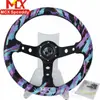 Modificación de Coche Transfronteriza Volante de Cuero Genuino de 13 pulgadas con Bordado Cóncavo Grande, Volante Universal para Competición de Carreras 320mm