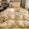 Conjunto de Roupa de Cama Estudantil Super Macio 100% Algodão para Dormir Nu, Conjunto de Três Peças para Estudantes, Cama de Solteiro, Cama Elástica, Conjunto de Quatro Peças 100% Algodão para Dormitório