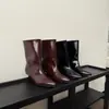 Botas de mujer de moda y casual para otoño e invierno con tacón de gato, de media pantorrilla, de pierna ancha, elegantes y texturizadas, estilo europeo y americano