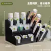 Caja de Almacenamiento con Portavasos de Acrílico Montada Estante de Colocación Estante de Almacenamiento para Tazas, Tapas de Café, Popotes, Servilletas de Papel Portavasos