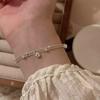 Pulseira de Contas Redondas de Amor de Camada Dupla Feminina Simples Moda Versátil Personalidade Nicho Prata S925 Banhada Pulseira Celebridade da Internet Tendência