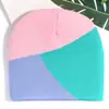 Gorro de Punto Acrílico Jacquard de Bloques de Color Casual Estilo Coreano, Versátil para Exteriores y Ropa Urbana, Gorro de Moda Trendy para Otoño e Invierno