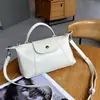 Bolsa de Mão Longchamp Bolinho Nova e Moderna, Bolsa de Mão de Couro Genuíno para o Dia a Dia, Bolsa de Ombro Feminina Vintage, Bolsa Transversal de Couro Bovino Vegetal de Camada Superior