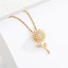 Girasol Giratorio Micro-Pavimentado Circonita Colgante de Girasol Yiwu Accesorio Cristal de la Fortuna Collar para Aliviar el Estrés Moda