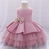 Novo Vestido de Bebê de Um Ano Vestido Flor Bordada Vestido de Casamento Vestido Lavado Saia Algodão Vestido de Princesa Infantil