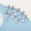 Mais Vendidos na Europa e América: Conjunto de 5 Peças de Aço Inoxidável + Cobre com Zircônia Incrustada para Piercing no Umbigo, Argolas Formato Gota, Borboleta Redonda