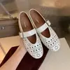 Versión de Piel de Vaca~Nuevo Estilo Primavera Verano 2026 Calado Francés Perforado Mary Jane Zapatos de Piel Genuina para Mujer