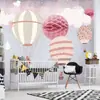Habitación infantil tela de pared de fondo rosa globo de aire caliente cálido tela de pared de habitación de princesa dormitorio de niña animal pequeño mural de protección ambiental
