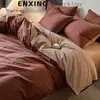 Conjunto de cama luxuoso e sofisticado de jacquard escovado 100% algodão de quatro peças, capa de edredom e lençol de 60s 100% algodão Classe A para quarto principal