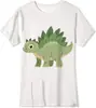 Comércio Exterior Europeu e Americano Transfronteiriço Exportação Tinta Branca Transfer de Calor Dinossauro de Desenho Animado Estampa da Moda Roupas Infantis Algodão Puro Casual Camiseta de Manga Curta