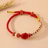2026 Novo Estilo Chinês Nó Quadrado Pulseira de Fio Vermelho, Tendência Nacional Presente Requintado para Amigos, Pulseira de Fio Vermelho Artesanal Atacado