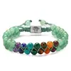 Pulsera Bohemia de Doble Capa de Piedra Natural Colorida de 6 mm para Mujer Pulsera de Árbol de la Vida con Cuentas de Piedra Natural Cristal Ónix