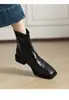 Primeiro Encontro Temporada 2026 novas botas femininas curtas, bico quadrado pequeno, ajuste justo, botas elásticas, outono/inverno, tamanho 43, salto grosso, botins