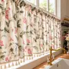 Cortinas Florales Estilo Retro Francés Americano Dormitorio Sala de Estar Balcón Ventana Saliente Cocina Cortinas Blackout Media Cortinas Cortinas de Puerta Cortinas Pequeñas Cortas