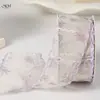 Pastoral Floral Ola Encaje Raya Cinta de Seda Borde de Botón Cinta de Malla Impresa Empaque de Flores Frescas Accesorios para el Cabello DIY Suministros Cinta