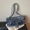 Bolsa Feminina Transversal de Ombro Grande Capacidade Moda Verão 2026 Versátil Jeans Estilo Tendência