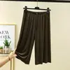 Calças de Verão Femininas de Modal, Calças de Meio Comprimento Emagrecedoras, Calças Cropped Largas Finas, Calças Casuais Soltas para Casa e Dormir de Tamanho Grande