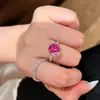 Anillo de Fruta del Dragón Rojo Rosa Diamante Rubí de Moda y Lujoso con Diseño de Mariposa Súper Hada Anillo Azul Paraíba Tanzanita para Mujer