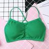 Sexy Cross Beautiful Back Camisole Meninas Gather-envolvido Peito Base Anti-caminhamento Sem aro Removível Peito Pad